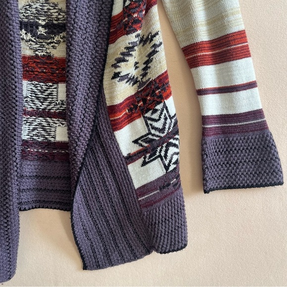 BCBG Women's Open Front Knit Cardigan Lagenlook Aztec Southwestern M - Picture 3 of 13